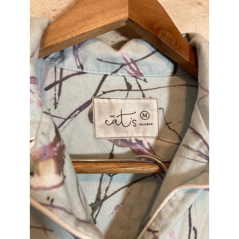 Women's Bird Print Pajama Set - Blue - Picture 7 of 15
